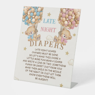 Late Night Diapers Baby Shower Game Sign