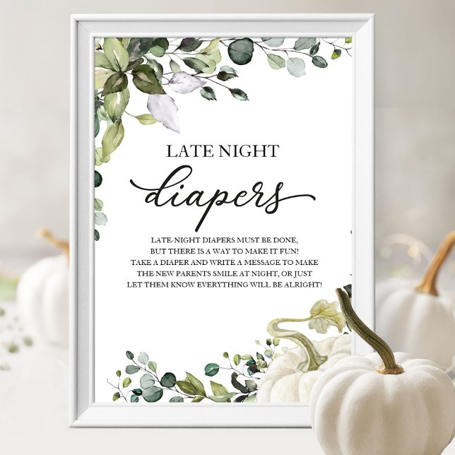 Late Night Diapers Baby Shower Game Sign (Creator Uploaded)