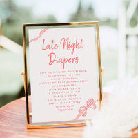 Late Night Diapers Baby Shower Game Sign