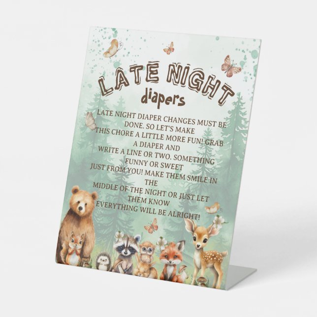 Late Night Diapers Baby Shower Game Sign (Front)