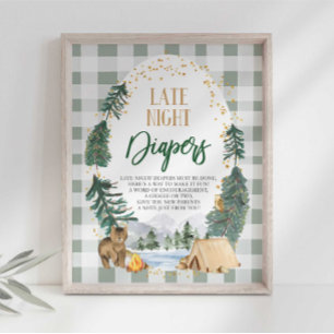 Late Night Diapers Baby Shower Sign