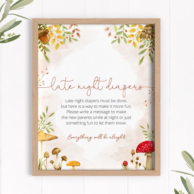 Late Night Diapers Baby Shower Sign Woodland (Creator Uploaded)