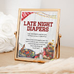 Late Night Diapers BBQ Backyard Rustic Baby Shower Poster<br><div class="desc">Late Night Diapers BBQ Backyard Rustic Baby Shower Poster.</div>