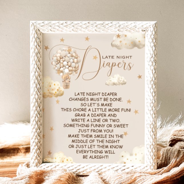 Late Night Diapers Bear Balloon Theme Game Sign (Creator Uploaded)