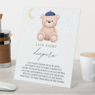 Late Night Diapers Bonjour Bebe French Baby Shower Pedestal Sign