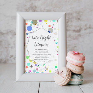 "Late Night Diapers" Gender Reveal Baby Shower Poster