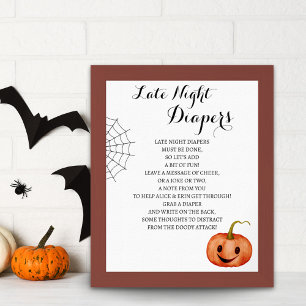 Late Night Diapers Halloween Baby Shower Game Poster