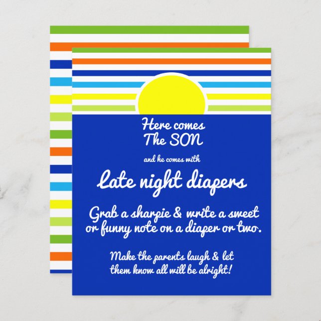 Late Night Diapers Here Comes the Son Baby Shower (Front/Back)
