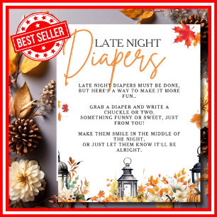 LATE NIGHT DIAPERS Little Pumpkin Baby Shower GAME Poster