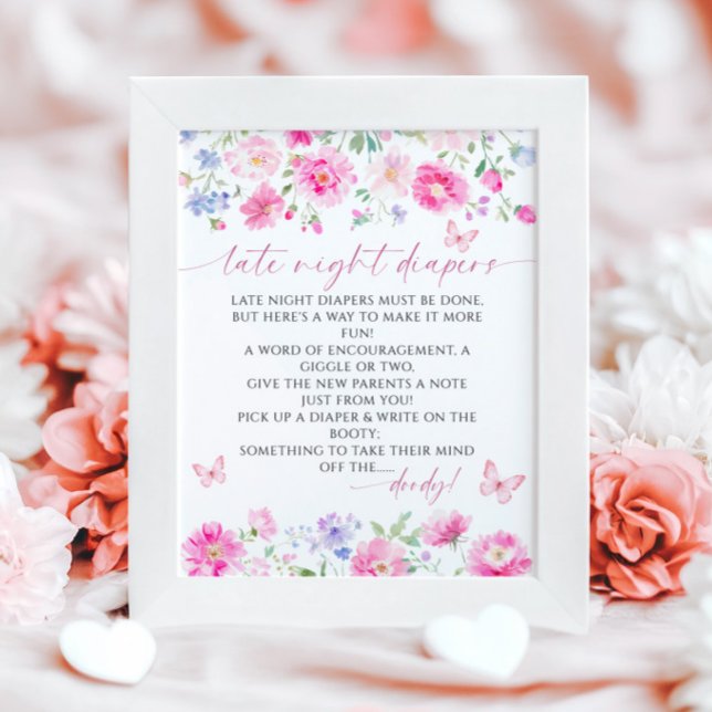 Late Night Diapers Minimalist Baby Shower Poster (Creator Uploaded)