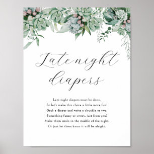 Late Night Diapers Shower Game Sign