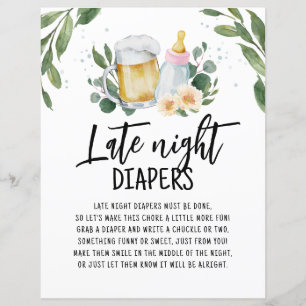 Late Night Diapers Sign Baby Is Brewing Greenery