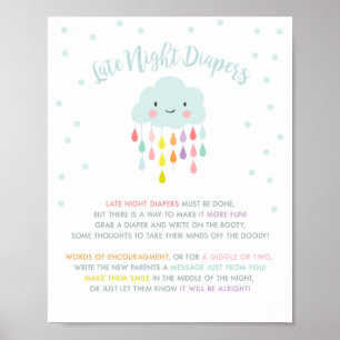 Late Night Diapers sign Cloud Raindrops Rainbow