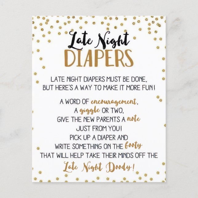 Late Night Diapers Sign Diaper Thoughts Sign Baby  (Front)