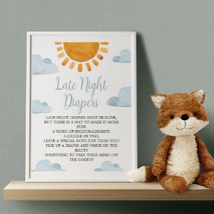 Late Night Diapers Sun Baby Shower  Poster