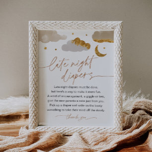 Late Night Diapers Twinkle Star Baby Shower Sign
