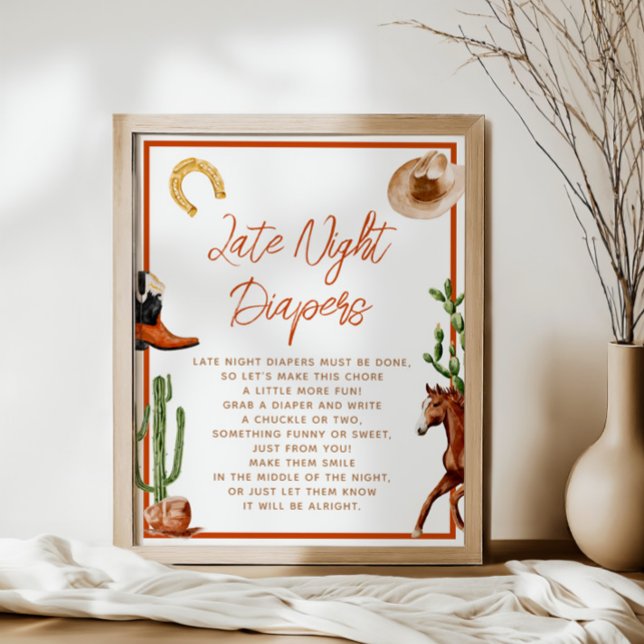 Late Night Diapers Western Rodeo Baby Shower Poster (Creator Uploaded)