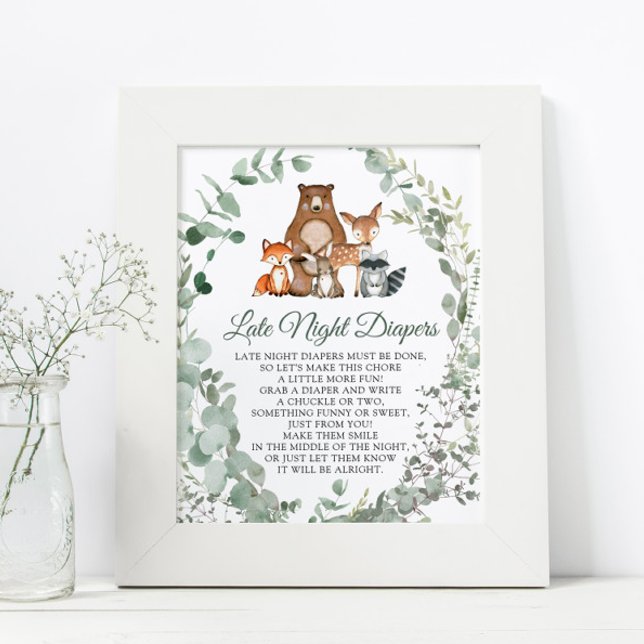 Late Night Diapers Woodland Baby Shower Poster (Creator Uploaded)