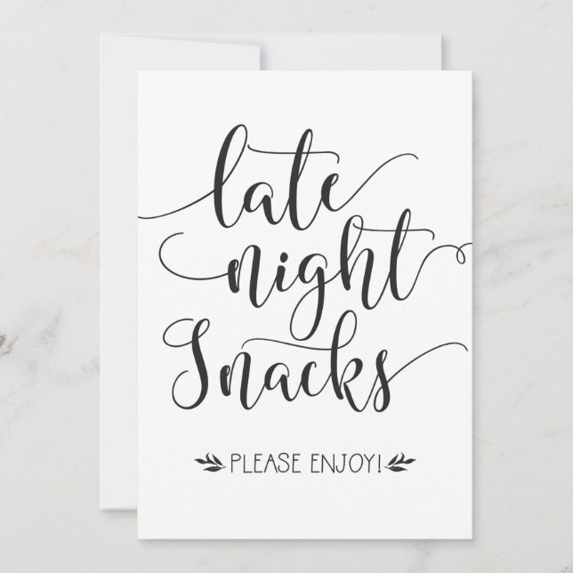 Late Night Snacks Favour Sign (Front)