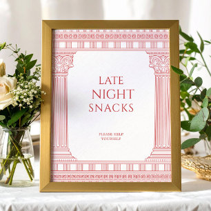 Late night snacks sign for goddess party