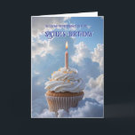 Late Sister Birthday Remembrance Heavenly Card<br><div class="desc">For a deceased sister,  remembering her on her birthday.  A heavenly birthday card with a cupcake and clouds. Pretty and you can customise.</div>