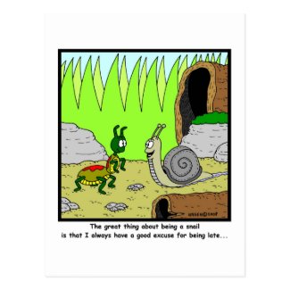 Late: Snail Cartoon Postcard