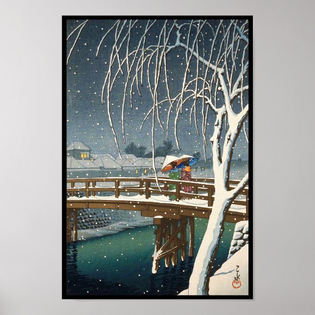 Late Snow Along Edo River hasui kawase winter art Poster (Front)