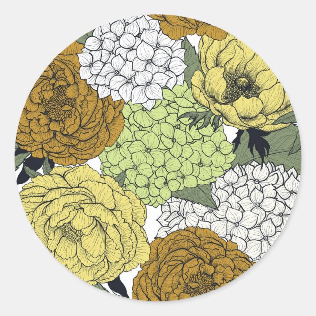 Late spring garden 2 classic round sticker (Front)