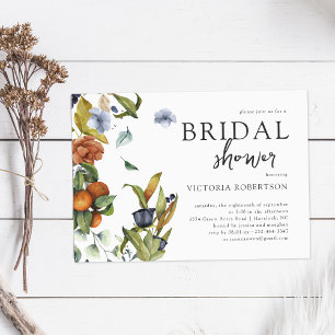 Late Summer Citrus Floral Botanical Bridal Shower Invitation
