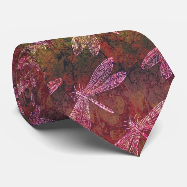 Late Summer Dragonfly Pattern Tie (Rolled)