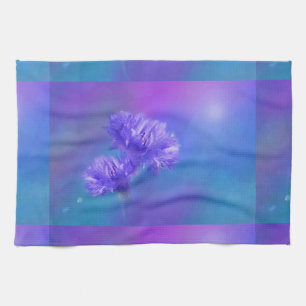 Late Summer Flower flora Blue Purple Cornflower Tea Towel