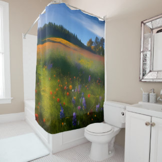 Late Summer Meadow Landscape Shower Curtain
