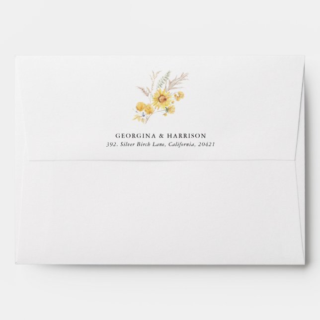 Late Summer Sunflower Wedding Envelope (Back (Top Flap))
