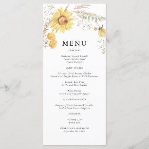 Late Summer Sunflower Wedding Menu