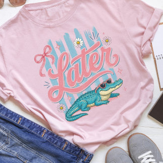 Later Gator Coquette Preppy Striped  T-Shirt
