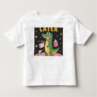 “LATER” – Retro Cartoon Alligator with a Surprisin Toddler T-Shirt