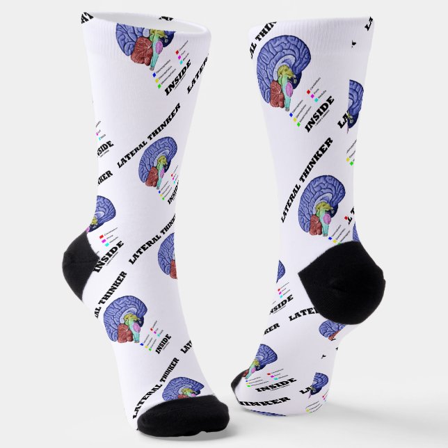 Lateral Thinker Inside Brain Geek Humour Socks (Angled)