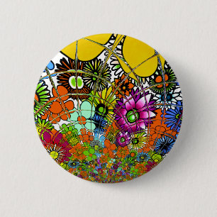 Latest colorful amazing floral pattern design art. 6 cm round badge