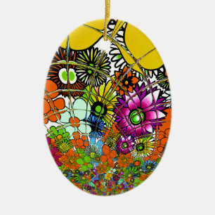 Latest Colourful Amazing Floral Pattern Design Art Ceramic Tree Decoration