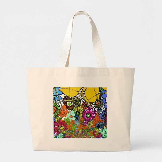 Latest Colourful Amazing Floral Pattern Design Art Large Tote Bag (Front)