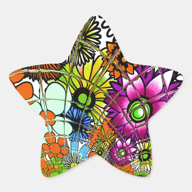 Latest Colourful Amazing Floral Pattern Design Art Star Sticker (Front)