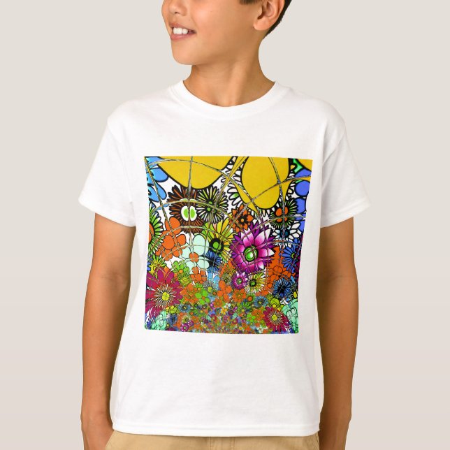 Latest Colourful Amazing Floral Pattern Design Art T-Shirt (Front)