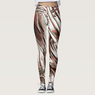 Latest digital image recycling, red brown to beige leggings