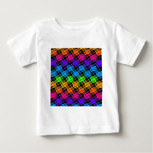 Latest Edgy Colourful Chequered Rainbow Pattern   Baby T-Shirt
