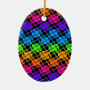 Latest Edgy Colourful Chequered Rainbow Pattern Ceramic Ornament