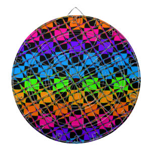 Latest Edgy Colourful Chequered Rainbow Pattern Dartboard