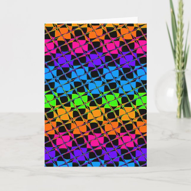 Latest Edgy Colourful Chequered Rainbow Pattern   Holiday Card (Front)
