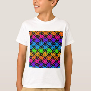 Latest Edgy Colourful Chequered Rainbow Pattern T-Shirt