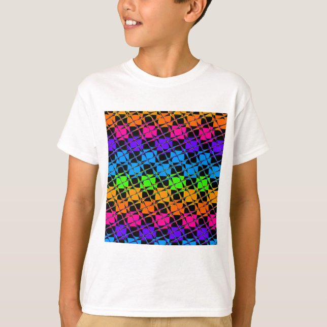 Latest Edgy Colourful Chequered Rainbow Pattern   T-Shirt (Front)