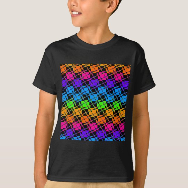 Latest Edgy Colourful Chequered Rainbow Pattern   T-Shirt (Front)